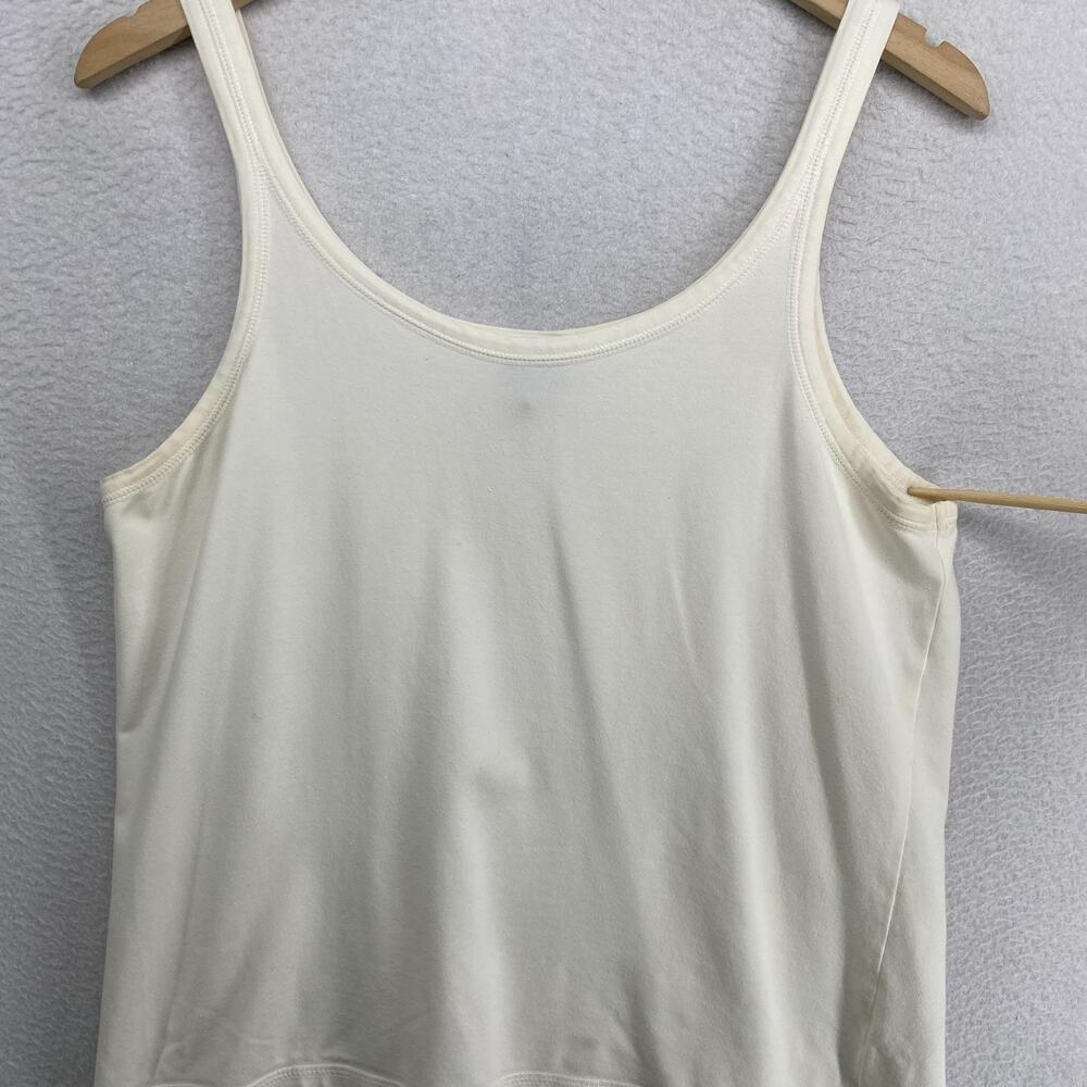 EILEEN FISHER Tank Top L Cotton Stretch Jersey Cami Scoop Neck Off White USA - Picture 9 of 12